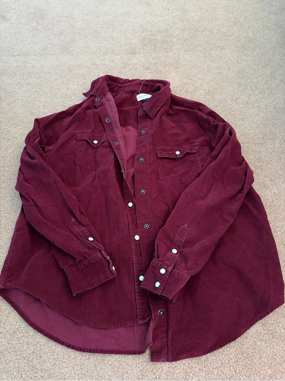 Universal Thread Women’s Corduroy Button-Down Shirt in Burgundy